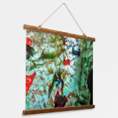 Rustig blauw abstract Houten Overdekte Wandtapijt, Hangend Wandkleed (Gebogen)