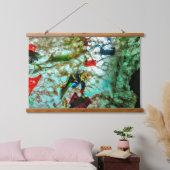 Rustig blauw abstract Houten Overdekte Wandtapijt, Hangend Wandkleed (Slaapkamer)