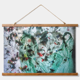 Rustig blauw abstract Houten Overdekte Wandtapijt, Hangend Wandkleed