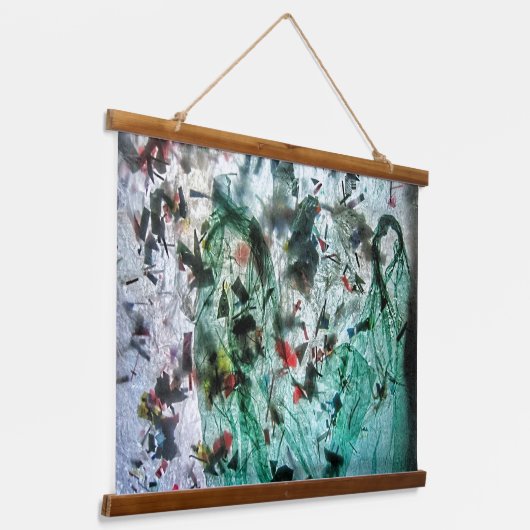 Rustig blauw abstract Houten Overdekte Wandtapijt, Hangend Wandkleed (Gebogen)