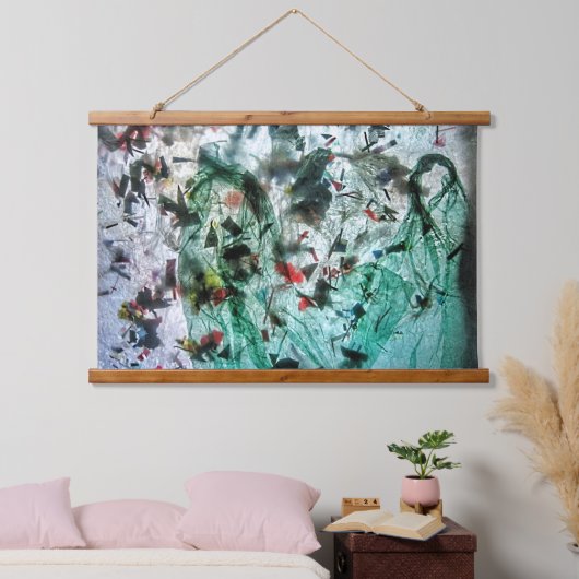 Rustig blauw abstract Houten Overdekte Wandtapijt, Hangend Wandkleed (Slaapkamer)