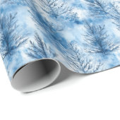 Rustig Blauw Aquarel Groene Bomen Cadeaupapier (Rol Hoek)