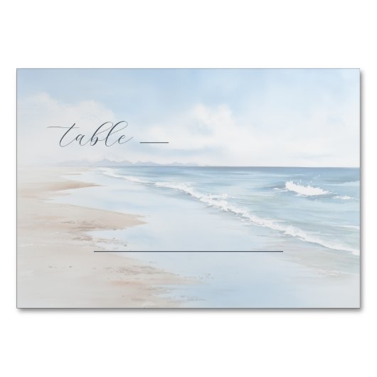 Rustig Blauw Aquarel Strandgolven Kaart (Voorkant)