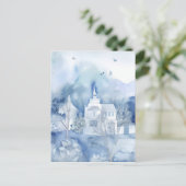 Rustig Blauw Dorp – Boho Landschap Briefkaart (Staand voorkant)