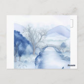 Rustig Blauw Dorp – Boho Landschap Briefkaart (Achterkant)