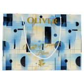Rustig Blauw Geometrische Hedendaagse Gift Bag Groot Cadeauzakje (Achterkant)