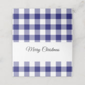Rustig Blauw Geruit Prettig Kerstfeest  Plaatskaartje (Buitenkant ongevouwen)