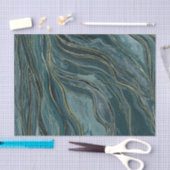 Rustig Blauw Goud Abstract Aquarel Bruiloft Tissuepapier (Craft)