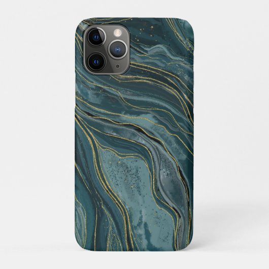 Rustig Blauw Goud Abstract Aquarel Golven Case-Mate iPhone Case (Achterkant)