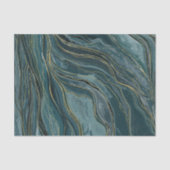 Rustig Blauw Goud Abstracte Waterverf bruiloft Tissuepapier (Voorkant)