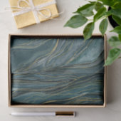 Rustig Blauw Goud Abstracte Waterverf bruiloft Tissuepapier (Geschenk)