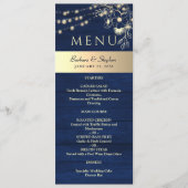 Rustig blauw huwelijksfeest menu (Voorkant)