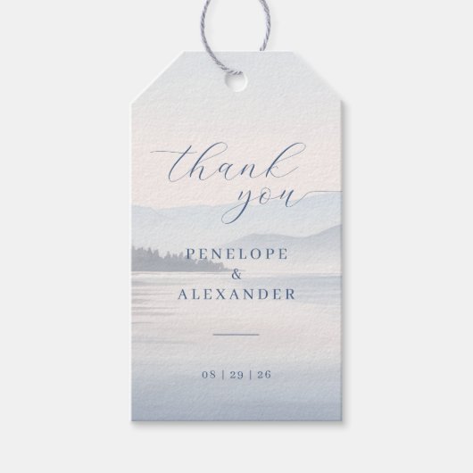 Rustig Blauw Landschap Cadeaulabel (Voorkant)