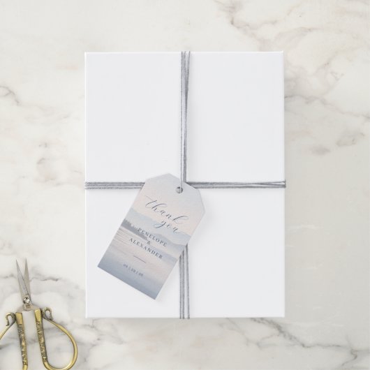 Rustig Blauw Landschap Cadeaulabel (Met Touw)
