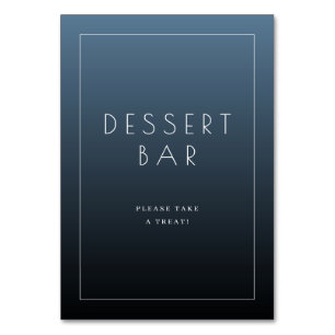 Rustig Blauw Minimalistisch Dessertbar Bord Kaart