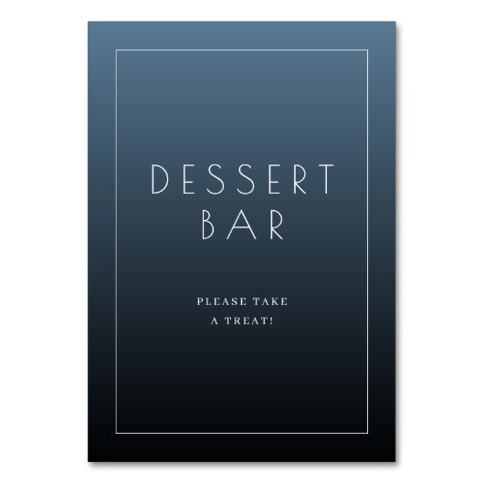Rustig Blauw Minimalistisch Dessertbar Bord Kaart (Voorkant)