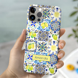 Rustig Blauw Siciliaans Majolica Amalfi Tegelpatro iPhone 15 Case