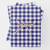 Rustig blauw-wit geruit gingham patroon inpakpapier vel (In situ)
