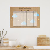 Rustig blauwe wolken gouden sterren Raad de verwac Poster (Keuken)