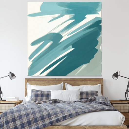 Rustig Blauwgroen Abstract Canvas Afdruk (Insitu (Slaapkamer))