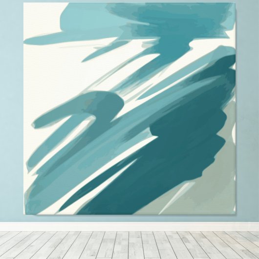 Rustig Blauwgroen Abstract Canvas Afdruk (Insitu (Houten vloer))