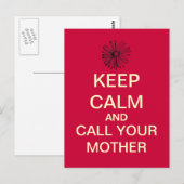 Rustig blijven Bel je moeder Briefkaart (rood) (Voorkant / Achterkant)