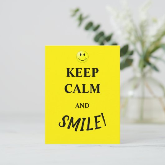 Rustig blijven en glimlachen briefkaart (Staand voorkant)
