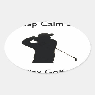 Rustig blijven en golf spelen ovale sticker