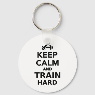 Rustig blijven en hard trainen sleutelhanger