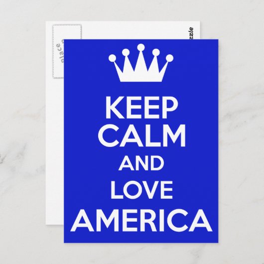 rustig blijven en hou van amerika briefkaart (Voorkant / Achterkant)