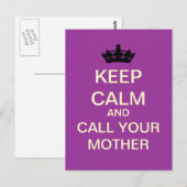 Rustig blijven en je moeder Briefkaart (lavendel)  (Voorkant / Achterkant)
