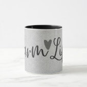 Rustig Boerenleven Grijs Jute Textuur Whimsical Mok (Midden)