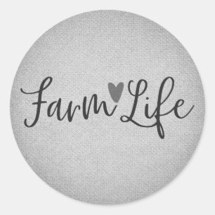 Rustig Boerenleven Grijs Jute Textuur Whimsical Ronde Sticker