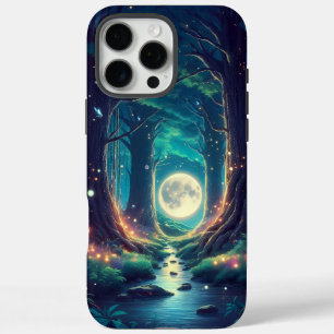 Rustig bos en maan ontwerp iPhone 16 pro max hoesje