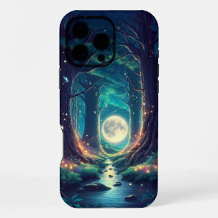 Rustig bos en maan ontwerp iPhone 16 pro max hoesje