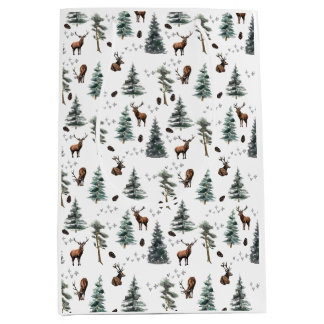 Rustig bos herten / bok Kerstmis Medium Cadeauzakje