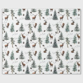 Rustig bos herten/kater Kerstmis Cadeaupapier (Vlak)