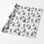 Rustig bos herten/kater Kerstmis Cadeaupapier (Uitgerold)