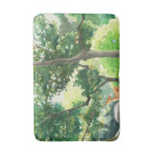 Rustig bos herten watercolor kunst badmat (Voorkant Verticaal)
