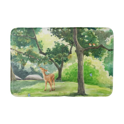 Rustig bos herten watercolor kunst badmat (Voorkant)
