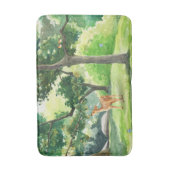 Rustig bos herten watercolor kunst badmat (Voorkant Verticaal)