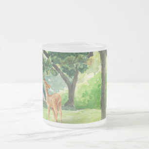 Rustig boslandschap herten watercolor kunst matglas koffiemok