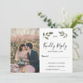 Rustig botanisch gewijzigde foto Huwelijk RSVP Kaart (Staand voorkant)