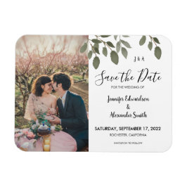 Rustig botanisch monogram foto Save the Date Magneet