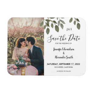 Rustig botanisch monogram foto Save the Date Magneet