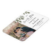 Rustig botanisch monogram foto Save the Date Magneet (Linkerzijde)