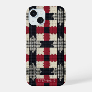 Rustig Brei Sneeuwvlokgeruit - Boho Winter Charme iPhone 15 Case