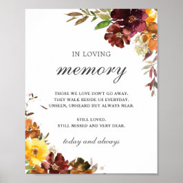 Rustig Burgundy Geel Bloemendesign Ter Herinnering Poster