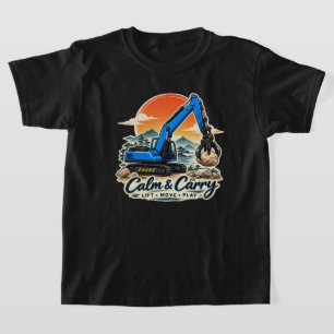 Rustig & Carry Blauwe Graafmachine T-shirt