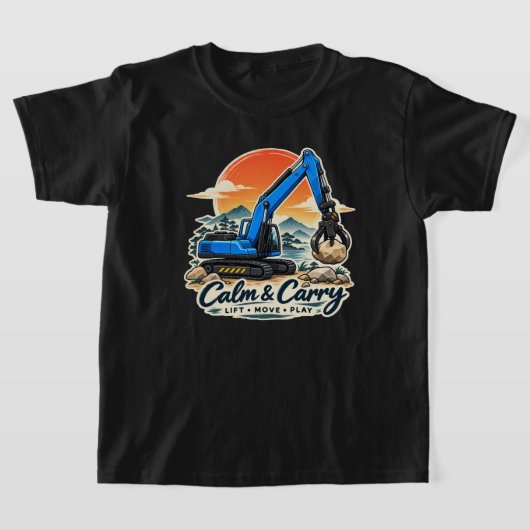 Rustig & Carry Blauwe Graafmachine T-shirt (Laagn)